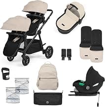 Ickle Bubba Système de Voyage 13 Pièces Virgo Growing Family avec Siège Auto i-Size Cirrus – Poussette Convertible, 17 Configurations, Adaptateurs et Accessoires Inclus, Confort Optimal (Pierre)