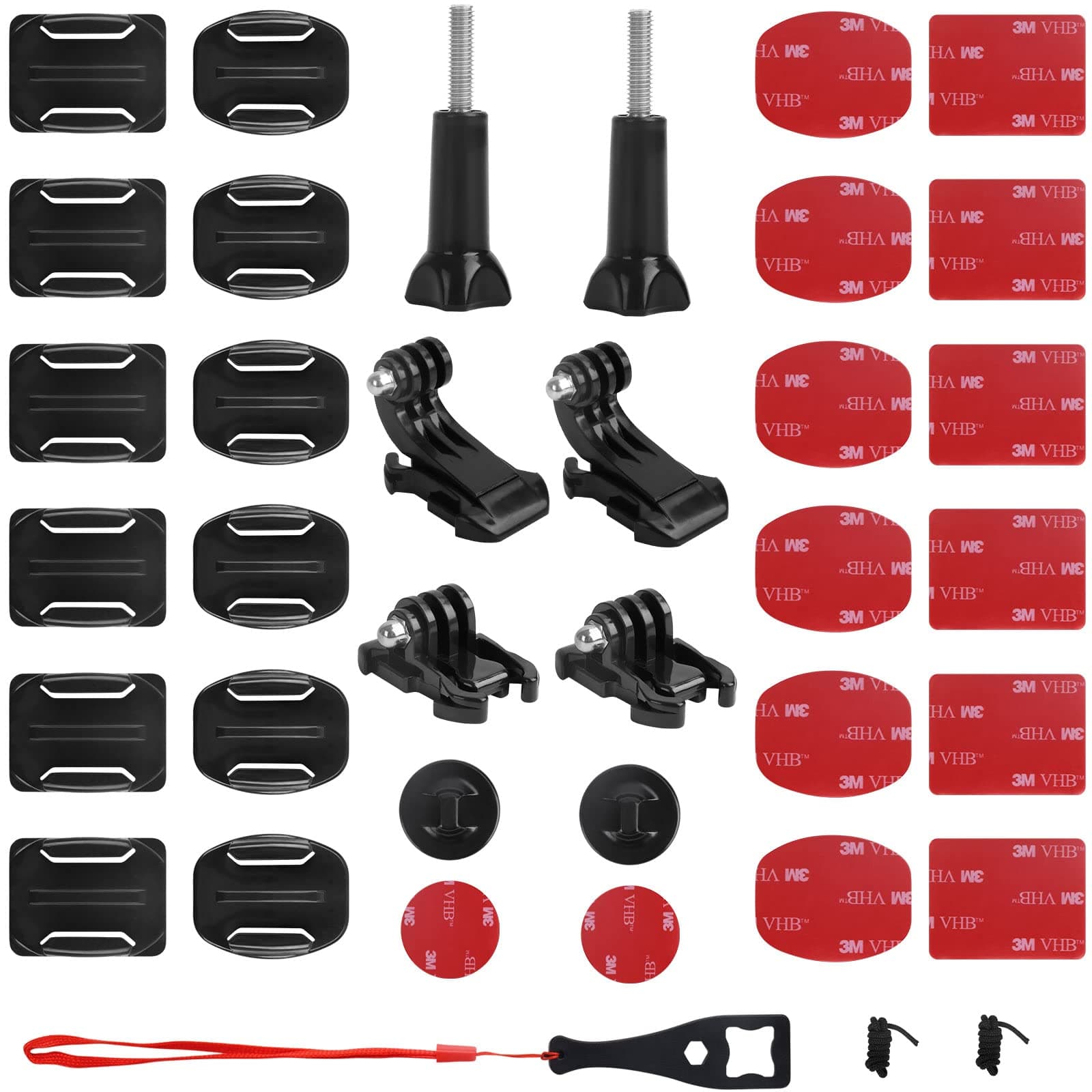 33 x Curved Flat Adhesive Fixings, 3M Double-Sided Adhesive Patches, Helmet Mounting Bracket, Suitable for GoPro Hero 45678, Session and Other Sports Cameras - Image 1