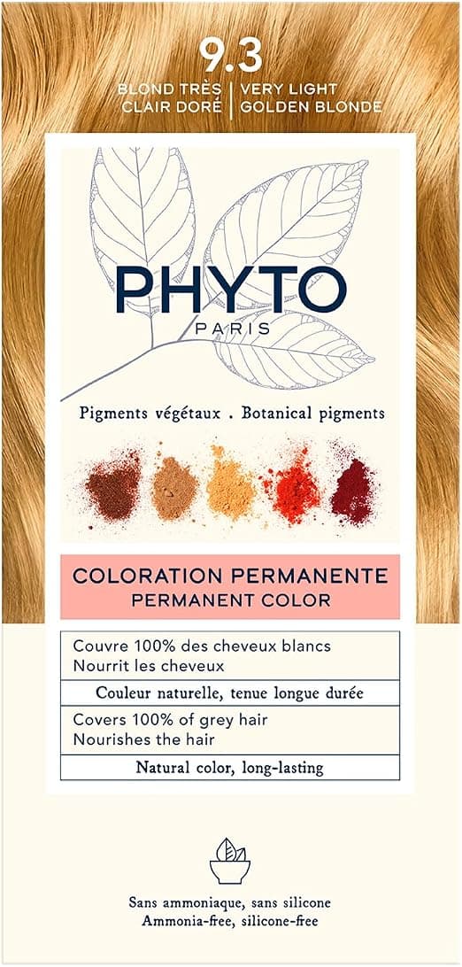 PHYTO Paris - Coloration Permanente - 9.3 - Blond Très Clair Doré - Pigments Végétaux - Couvre 100% des Cheveux Blancs - Sans Ammoniaque - Sans Silicone - Image 1