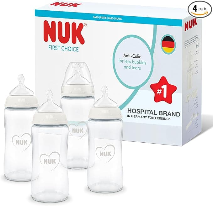 NUK First Choice Baby Bottles | 0+ Months | 240ml | Anti-Colic Bottle | Glass | Temperature Control Indicator | Pack of 4 - Image 9
