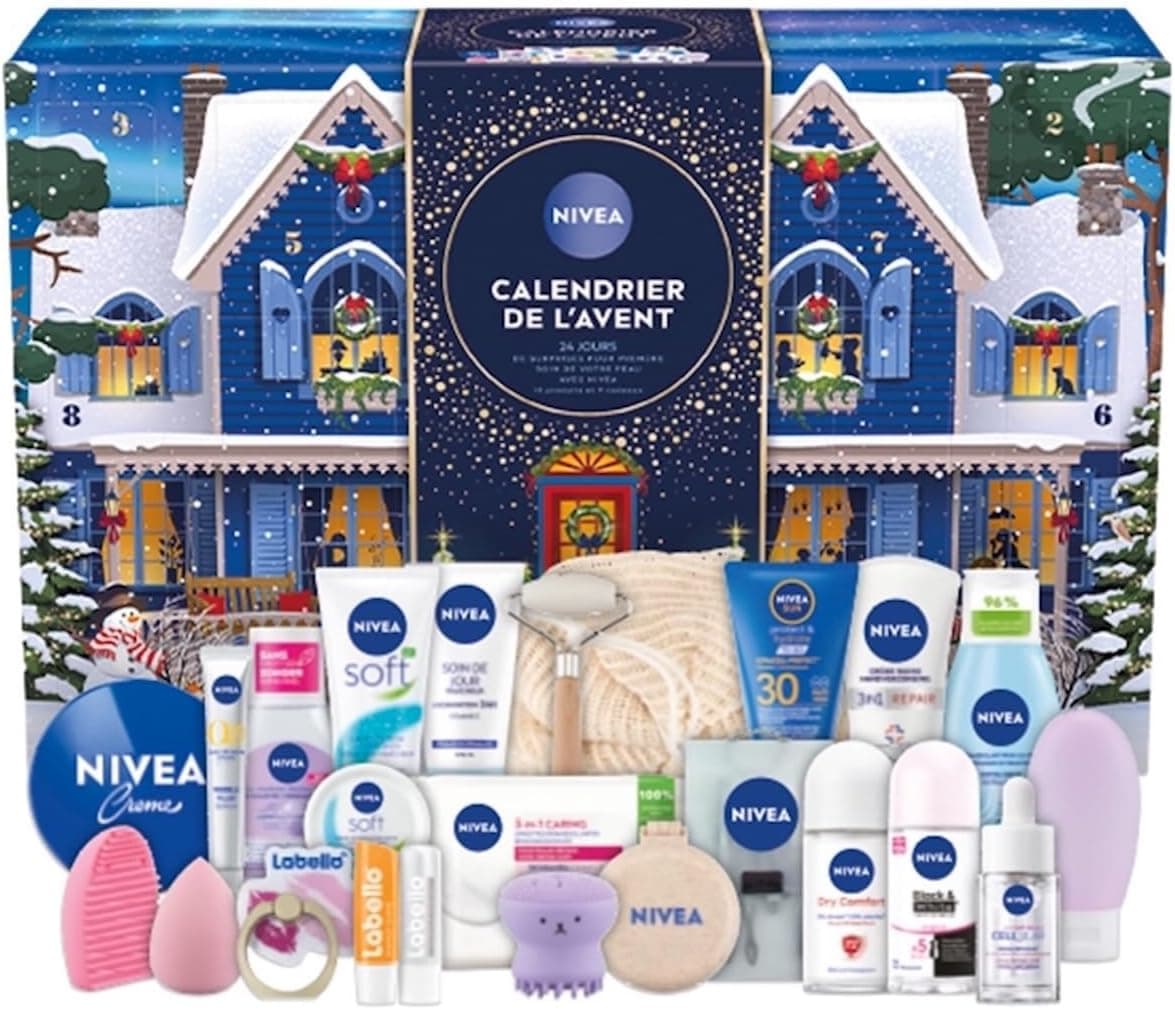 NIVEA - Calendrier de l'Avent Femme Édition 2025 - Coffret Cadeau Beauté - Soins Visage, Corps & Lèvres + Accessoires - 24 Fenêtres Surprises - 1pce - Image 1