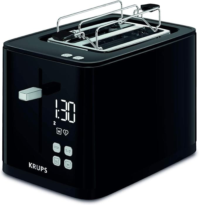 Smart'n Light KRUPS KH641810 Toaster | Two-Slice Grid | Digital Display | 7 Burning Levels | Removable Crumb Catcher | Countdown Timer | Lifting Device | Black - Image 1