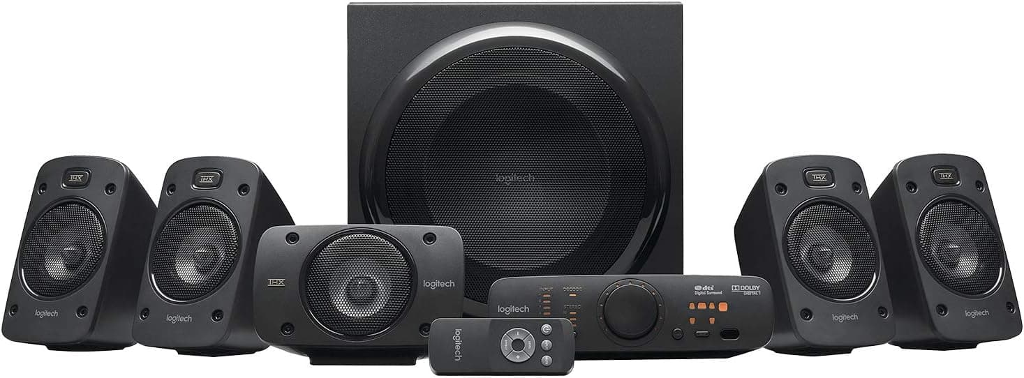 Logitech Z906 Système de Haut-Parleurs avec Son Surround 5.1, Certifié THX, Dolby & DTS, 1000 Watts en Puissance, Multi-Dispositifs, Entrées Multiples, Télécommande, Prise EU/France, PC/PS4/Xbox/TV
