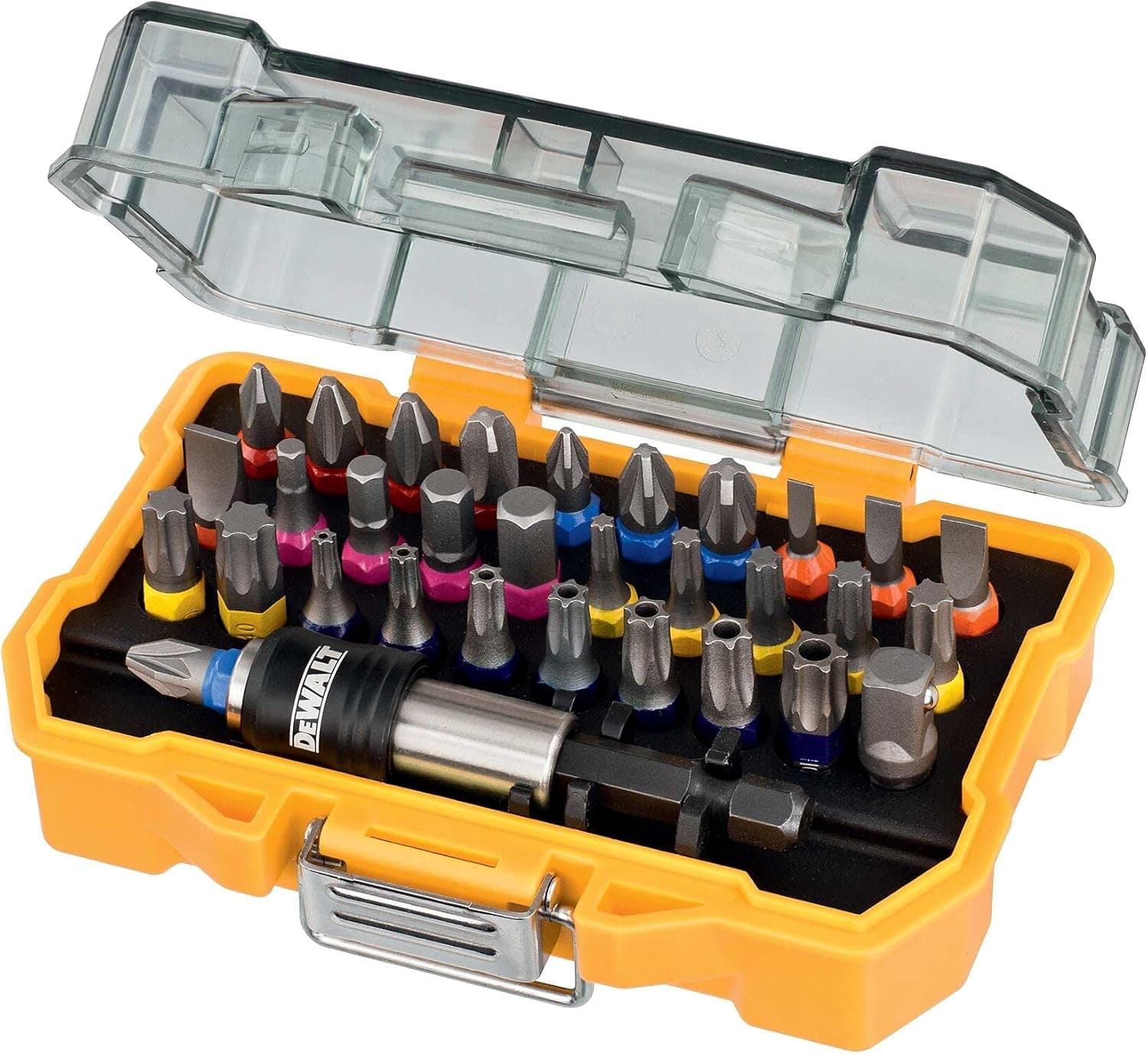 DEWALT Set of 32 25mm Heavy Duty and Precise Screwdriver Bits Assortment 32 Pieces with Quick Change Bit Holder Compatible TSTAK DT7969-QZ