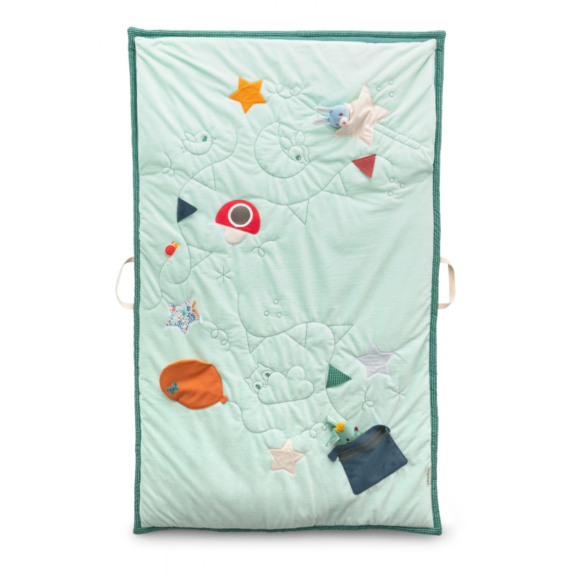 Lilliputiens Play Mat - Sleeping Bag - 2 in 1 Baby Joe the Dragon Mat - Sensory Play Mat and Cozy Sleeping Bag - Interactive Activities, Glow in the Dark Stars - 83463