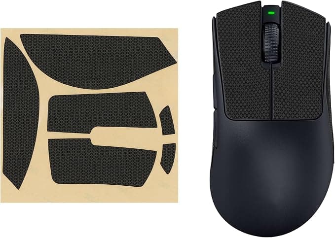 kwmobile Non Slip Pads Compatible with Razer DeathAdder V3 Pro Mouse Stickers - PU Leather Gaming Mouse Grip - Black - Image 1