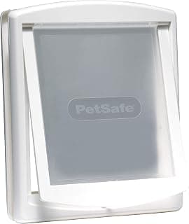 PetSafe – Chatière pour Chat et Chien Originale Staywell, 2 Voies d’accès (entrée et Sortie) - Porte pour Animaux intérieur et extérieur, Rigide, Panneau de Fermeture Inclus – Blanc, M