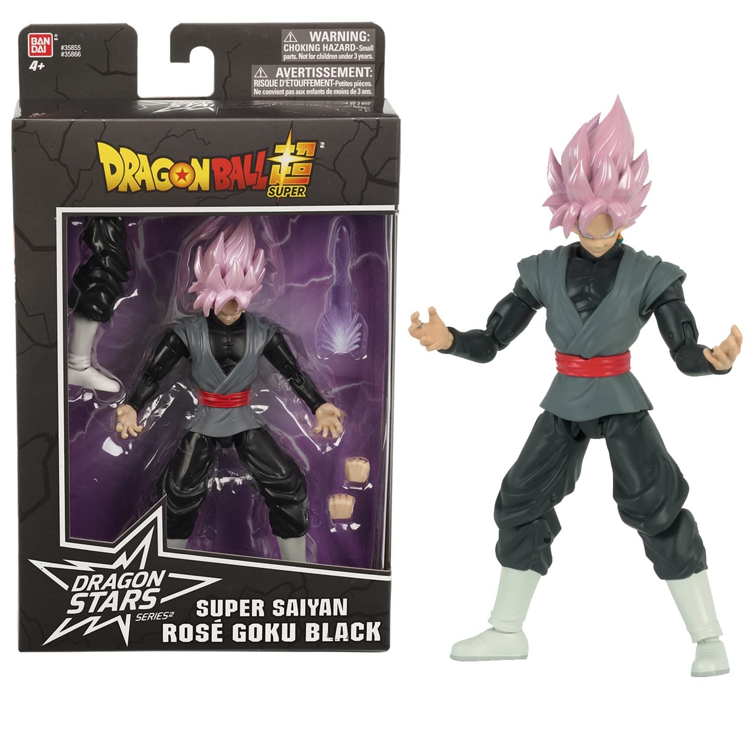 Bandai BANDAI - Dragon Ball Super - Super Saiyan Rosé Goku Black Dragon Star figure 17cm - Goku Black articulated figure and accessories - Official Dragon Ball Licence - Children's Toy 4+ - 35866