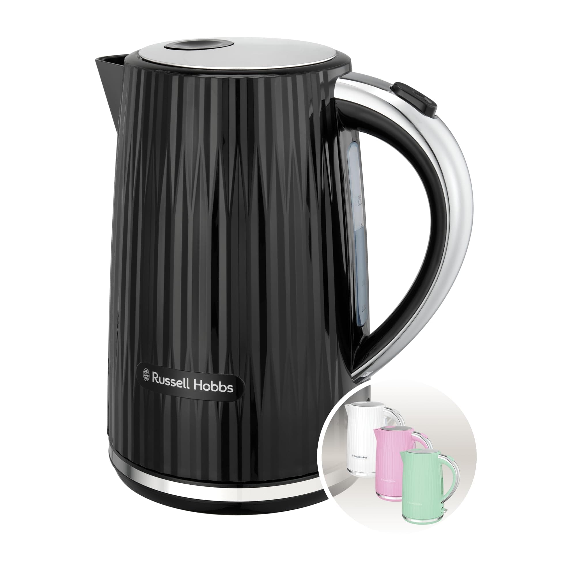 Russell Hobbs Russell Hobbs Eden 27361-70 Electric Kettle (Hot Water, Tea, Coffee, 1.7 L, Pressure Opening Lid, Perfect Pouring Spout, Removable and Washable Filter, Indicator Light, Black, 2400W)