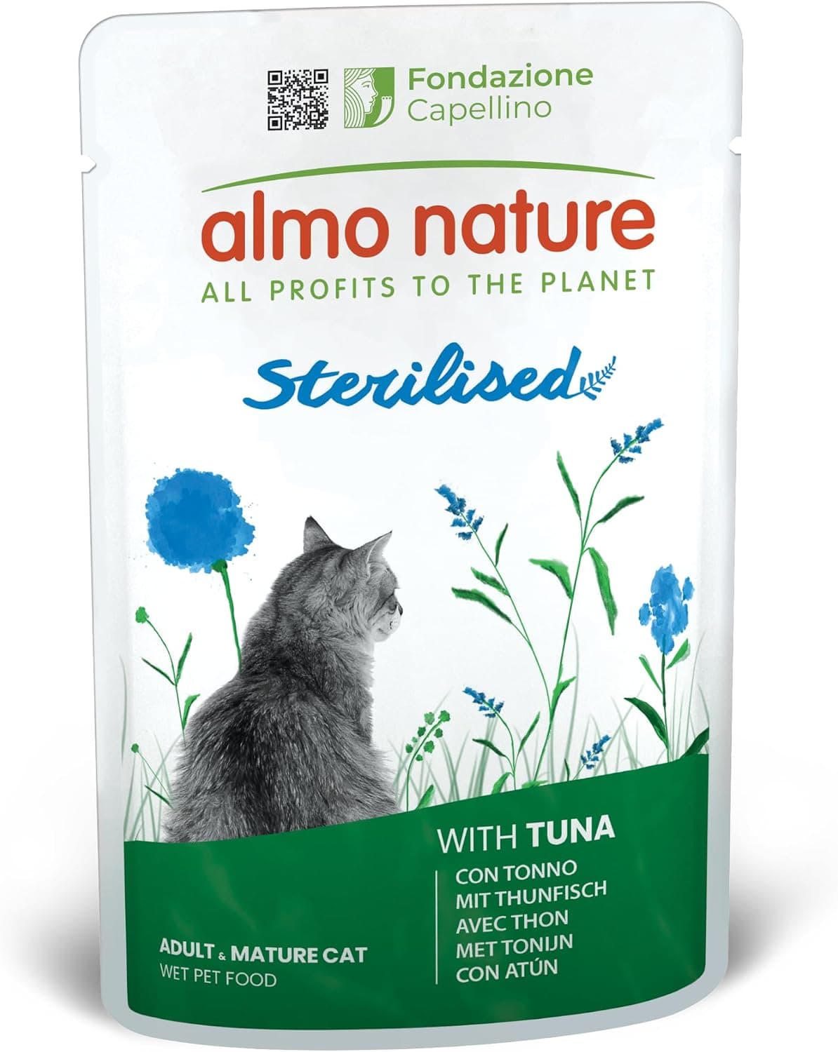 Almo Nature Functional - Sterilised - Nourriture Humide pour Chats Adultes et Matures, Stérilisés ou Peu Actifs - au Thon - Faible Teneur en Matières Grasses, Hydratant - 70g (Lot de 30)