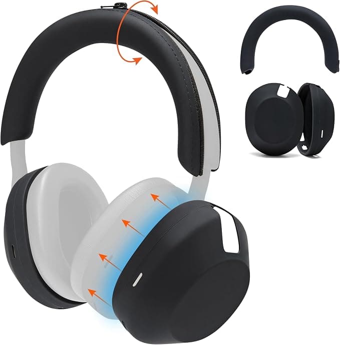 WC ShellZ XM5 - Protective Outer Shell for Headphones and Headband for Sony WH1000XM5 Made by Wicked Cushions | Made of Premium Silicone | Black - Image 1