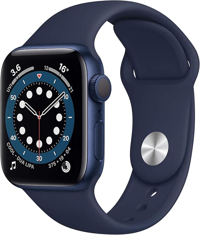 Apple Watch Series 6 (GPS, 40mm) Blue Aluminum Case with Navy Sport Strap (Refurbished) - Image 1