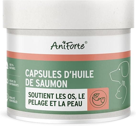 Salmon Oil AniForte Salmon Oil Capsules for Dogs & Cats 500 Capsules - Precious Fish Oil Omega 3 & 6, with Vitamins for Metabolism, Bone Formation & Shiny Coat