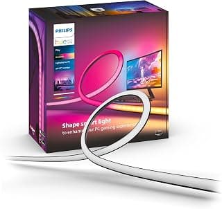 Philips Hue White and Color, Lightstrip Hue Play gradient PC pour écran 24-27 pouces, synchronisation de la lumière avec le jeu avec Hue Sync, fonctionne avec Alexa, Google Assistant et Apple Homekit