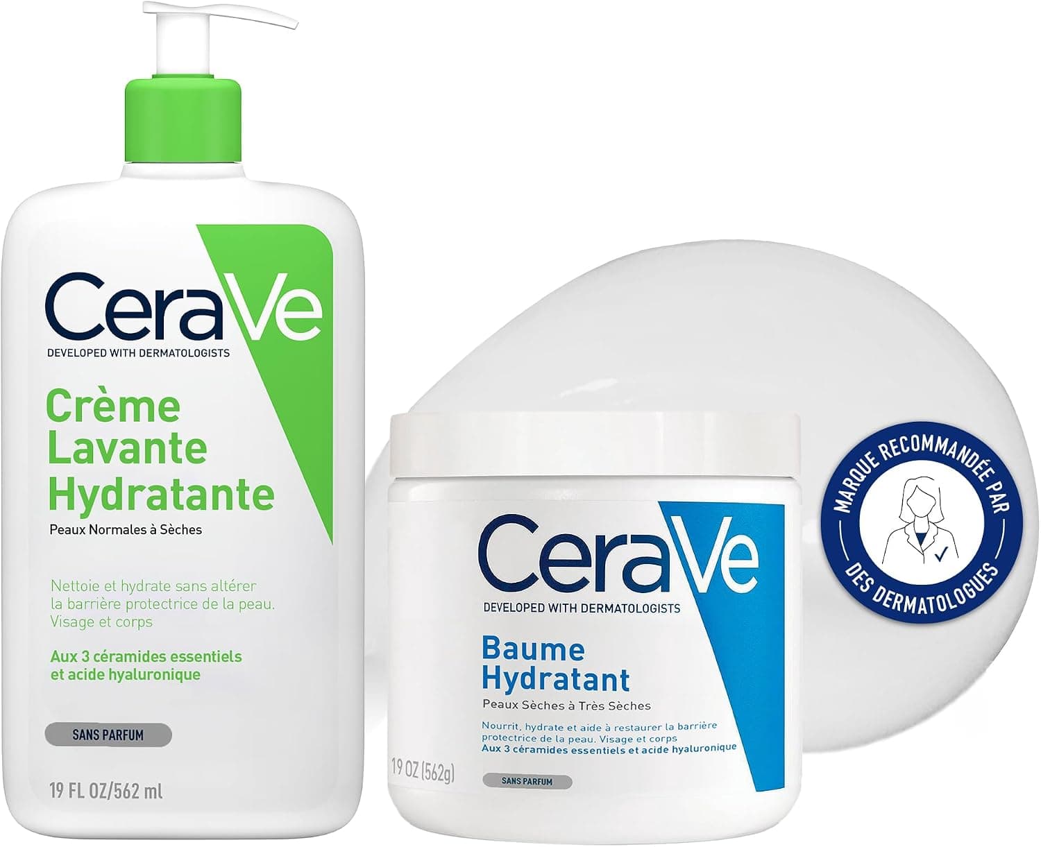 CeraVe - Moisturising Cleansing Cream 236ml + Moisturizing Milk 20ml | 24h Moisturizing Face & Body Wash with Hyaluronic Acid Soap Free for Normal to Very Dry Skin