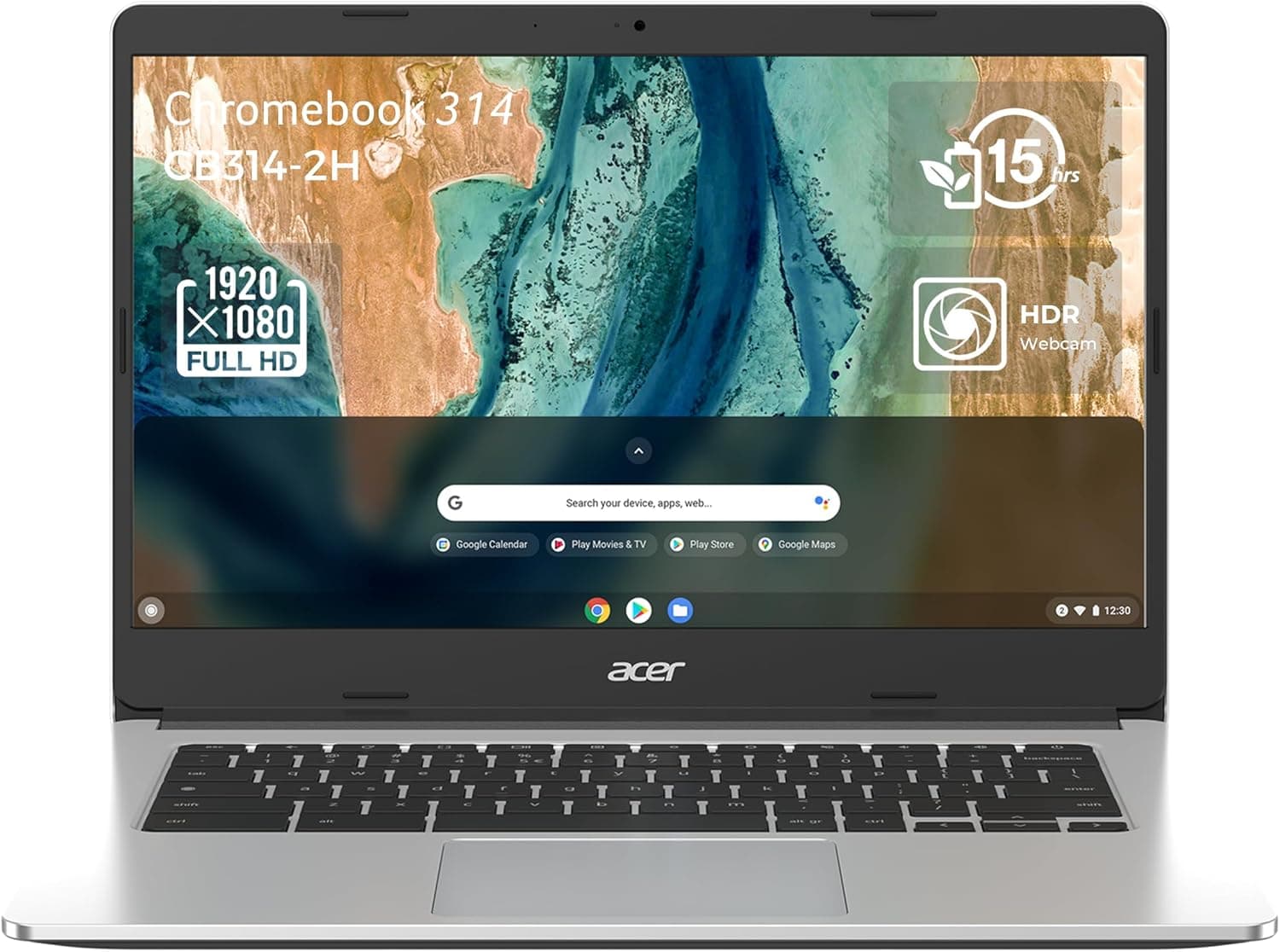 ACER Chromebook 314 CB314-2H-K6CV Ordinateur Portable 14'' HD, PC Portable (MTK MT8183, RAM 8 Go DDR4X, 64 Go eMMC, Arm Mali-G72 MP3, Chrome OS) - Clavier AZERTY, Laptop Gris - Image 1
