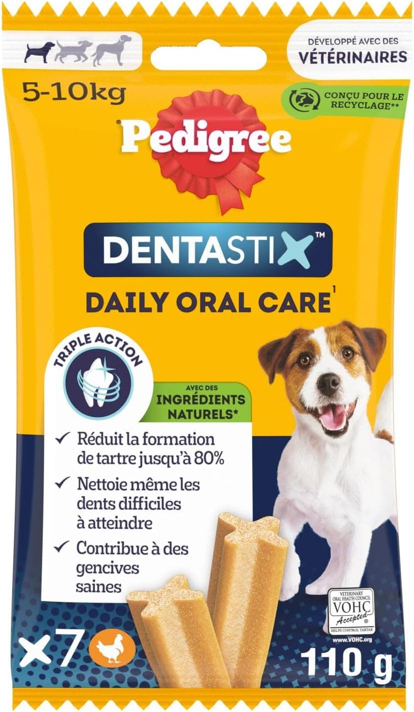 Pedigree DentaStix Daily Oral Care – Chew Sticks for Small Dogs – For Good Oral Hygiene – 10 Bags of 7 Sticks