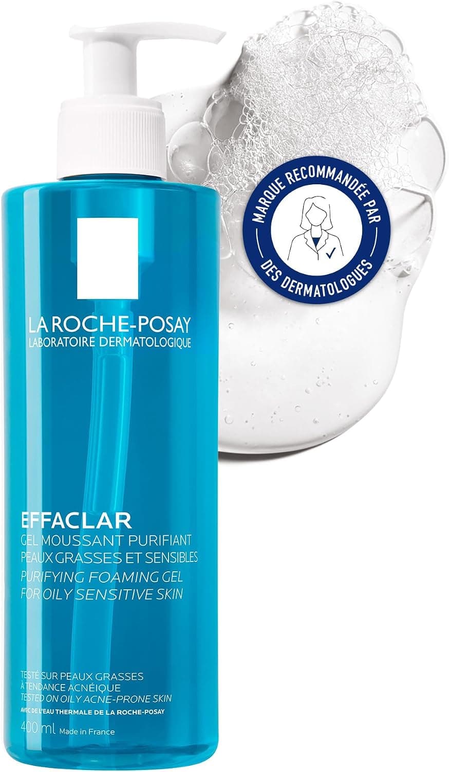 La Roche-Posay - Effaclar - Gel Nettoyant Purifiant - Réduit Imperfections, Points noirs et Marques - Soin Visage Enrichi en Eau Thermale - Peaux Grasses et Sensibles à Tendance Acnéique - Sans Savon - Image 1