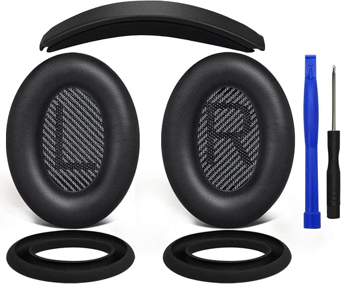 SOULWIT Foam Cushion Pads + Replacement Headband + Silicone Cushion Cover Protector Replacement Kit for Bose QuietComfort 35 QC35, QC35 ii Supra-Ear Headphones - Image 1