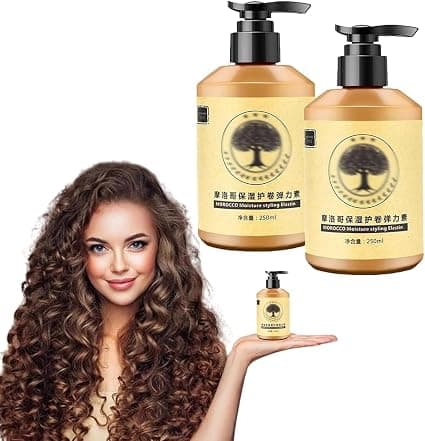 Long-Lasting Styling Moroccan Volume Moisturizing Elasticity, Moroccan Oil Curl Defining Cream, Moisture Styling Elastin, Bright Hair Frizz-free Serum (2 Pcs) - Image 1
