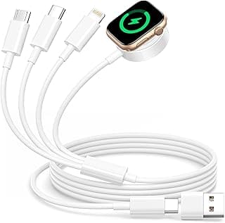 4 en 2 Chargeur pour Apple Watch, Cable Apple Watch Chargeur Magnitique Rapide iWatch Charger USB C Cable AppleWatch et iPhone pour iWatch Ultra/SE/10/9/8/7/6/5/4/3/2/1/iPhone 17/16/15/14/13/12/11