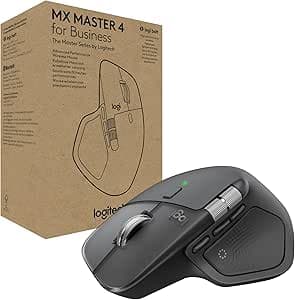 Logitech MX Master 4 for Business, Wireless Mouse with Discrete Clicks, 8000 DPI, MagSpeed Scrolling, Logi Bolt Receiver, Bluetooth, Ring Actions, Haptic, Charge USB-C-Graphite