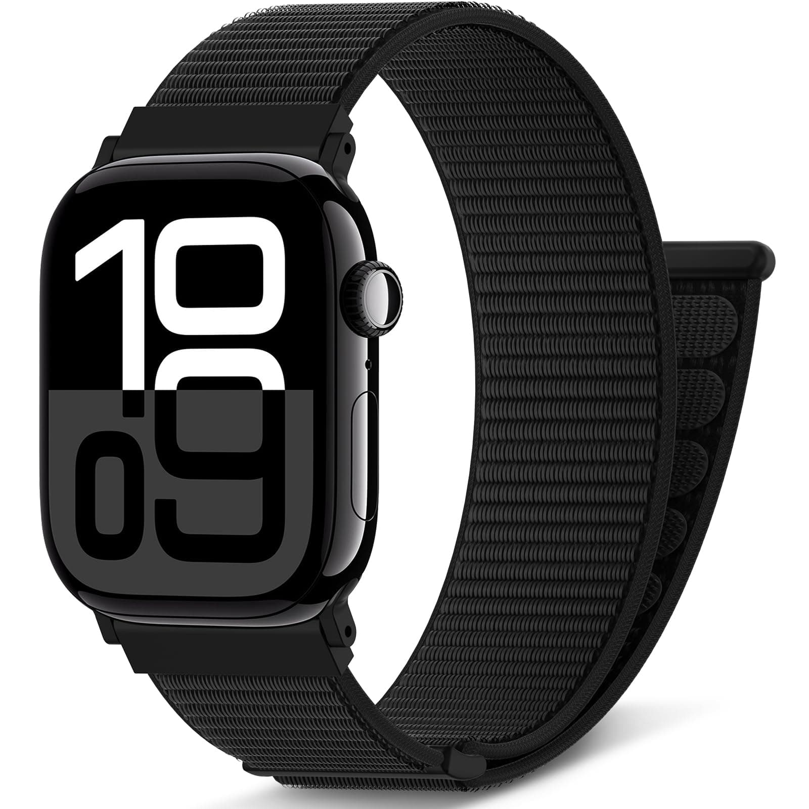 AMSKY Nylon Sport Buckle Compatible with Apple Watch Se Band 40mm 44mm 46mm 42mm 45mm 41mm 38mm 49mm, for iWatch Series 11 10 9 8 7 6 5 4, SE Ultra 3 2 1, Black, 1.81 1 inch/44mm/45mm/49mm - Image 1
