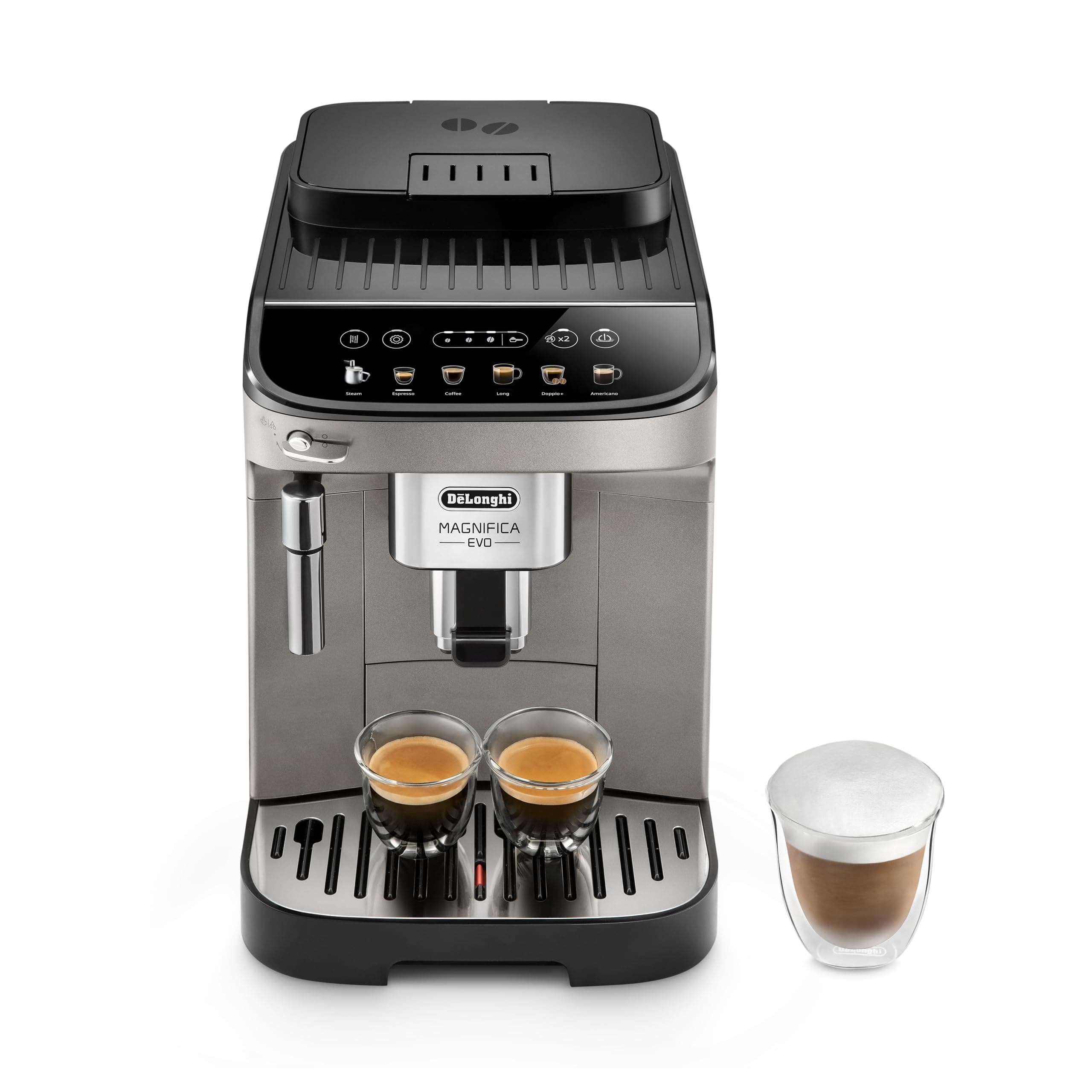 De'Longhi Magnifica Evo ECAM290.42.TB, Automatic Coffee Machine with Milk Frother, Compact Grain Machine, Manual Milk Frother, 4 Recipes, Colour Touch Screen, Titanium Black - Image 1
