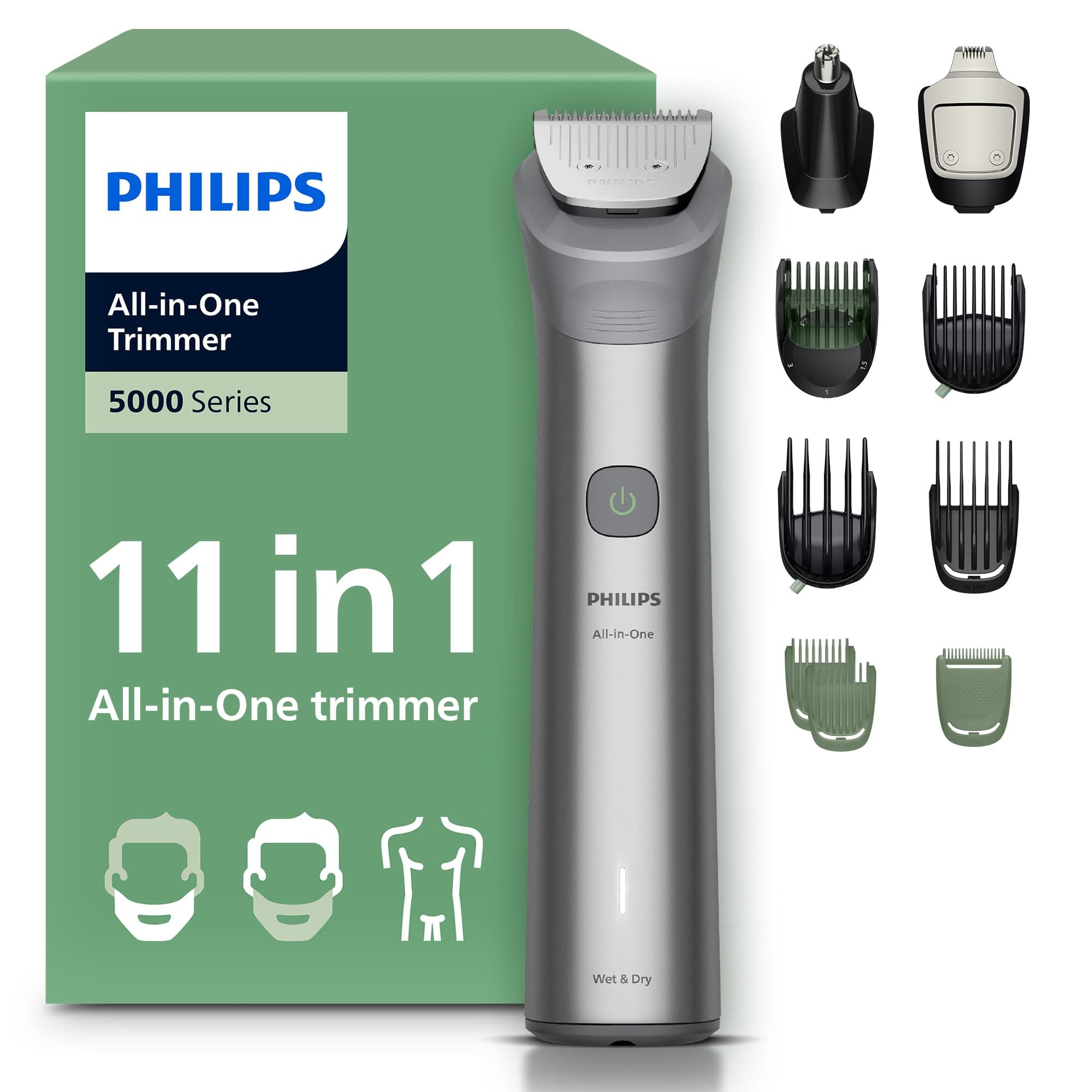 Philips Philips Multigroom MG5951/15 5000 Series All-in-One Trimmer 11 Accessories - Beard Trimmer, Hair & Body Trimmer, Self-Sharpening Metal Blades, 17 Cutting Heights (0.5-16mm)