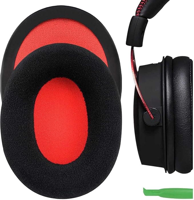 Geekria Earpad Replacement for HyperX Cloud II Gaming Headset Ear Pad/Ear Cushion/Ear Cups/Ear Cover/Earpads Repair Parts (Black/Red) - Image 1