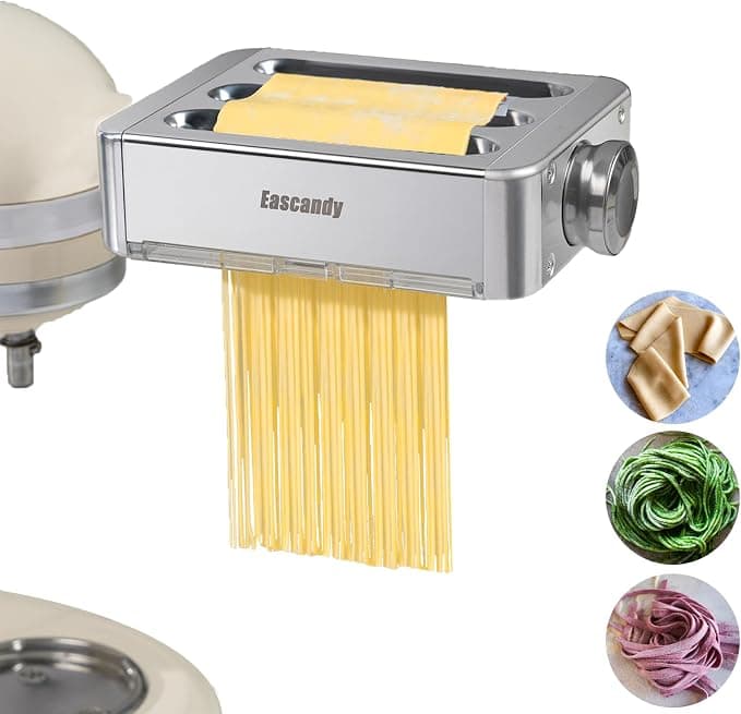 KitchenAid Pasta Maker Accessory Metal Pasta Maker Accessory 3 in 1 Accessory for KitchenAid Pastry Processor 8 Levels Adjustable Thickness - Image 1