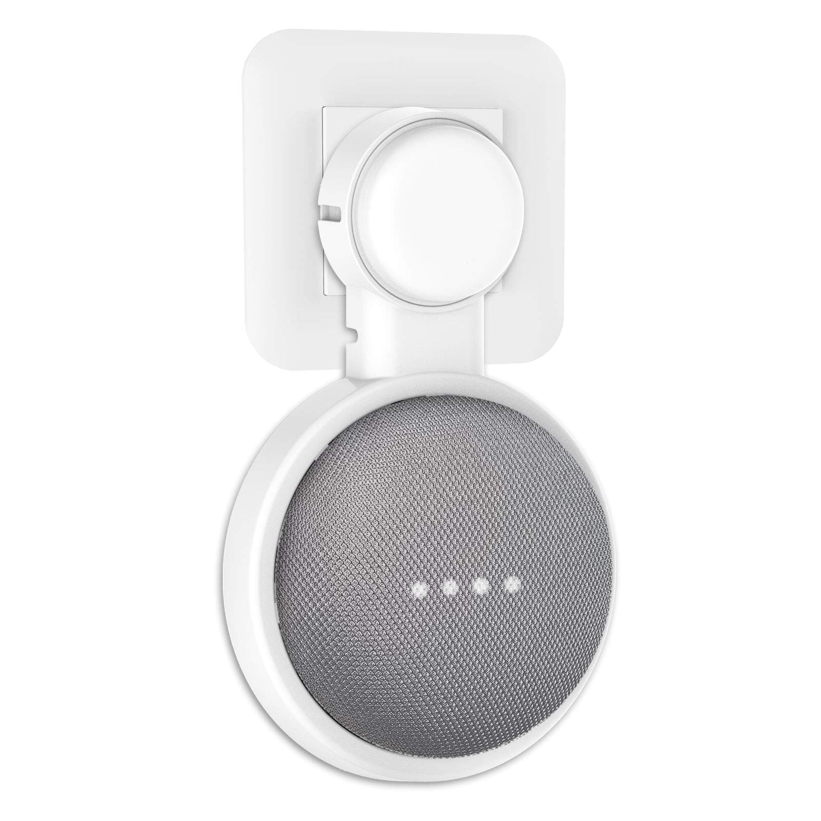 PlusAcc Wall Mount for Google Home Mini/Nest Mini (2nd Gen), Space-Saving Solution for Your Smart Home Speaker, Smart with Cord Arrangement for Living Room, Kitchen (White) - Image 1