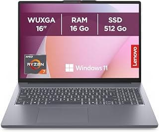 IdeaPad Slim 3 16ARP10 – 16 Inch WUXGA Laptop (AMD Ryzen 7 7735HS, 16GB RAM, 512GB SSD, AMD Radeon 680M Graphics, Windows 11 Home) French AZERTY Keyboard – Grey