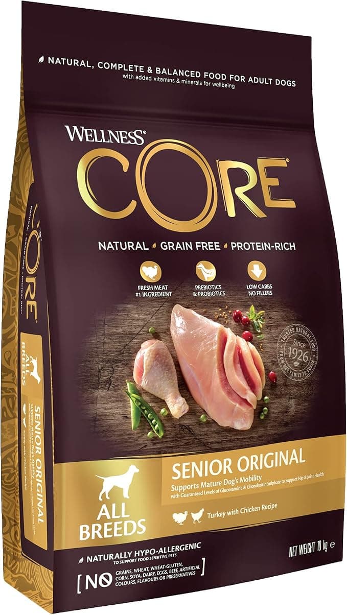 Wellness CORE Senior 10 kg, Chicken/Turkey - Cereal Free, Natural, Hypoallergenic, High Protein, High Meat Content, Hip & Joint Support - Image 1