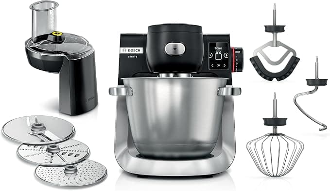 Bosch Hausgeräte-Store MUMS6ZS13D 6 Series Food Processor, Sensor Technology with Precision Scale 1g, 1600W, 5.5L Stainless Steel Bowl, Built-in Timer, Continuous Chopper, Black