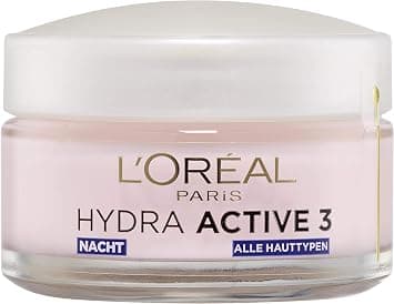 L'Oréal Paris Anti-Ageing Moisturizing Night Face Cream with Omega 3 and 6 Hydra Active 3 Night Moisturising Cream 1 x 50 ml - Image 1