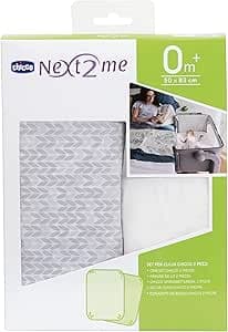Chicco Chicco Fitted Sheets with Elastic Corners Compatible with Next2Me, 2 Pieces, 50 x 83 cm, 100 Percent Cotton, 2 Fitted Sheets with Elastic Corners - Accessories Babies Newborn 0+ - Knit