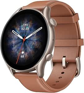 Amazfit GTR 3 Pro Smartwatch, GPS, SpO2/Heart Rate Monitor/Sleep Monitor, 150+ Sports Modes, Bluetooth Calls, Alexa, 1.45 Inch AMOLED Smartwatch Sport (Brown)