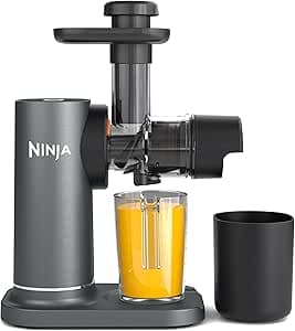 Ninja Cold Pressure Juicer Juicer Juicer 700ml Jug and 1.1L Pulp Catcher for Healthy Juices, Drinks and Shots, Compact, Dishwasher Safe, Removable Parts, Grey JC151EU