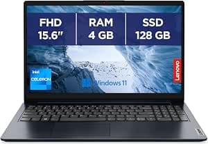 Lenovo IdeaPad 1 15IJL7 15.6 Inch FHD Laptop (Intel Celeron N4500, 4GB RAM, 128GB SSD, Intel UHD Graphic, Windows 11 Home S Mode) French AZERTY Keyboard Blue