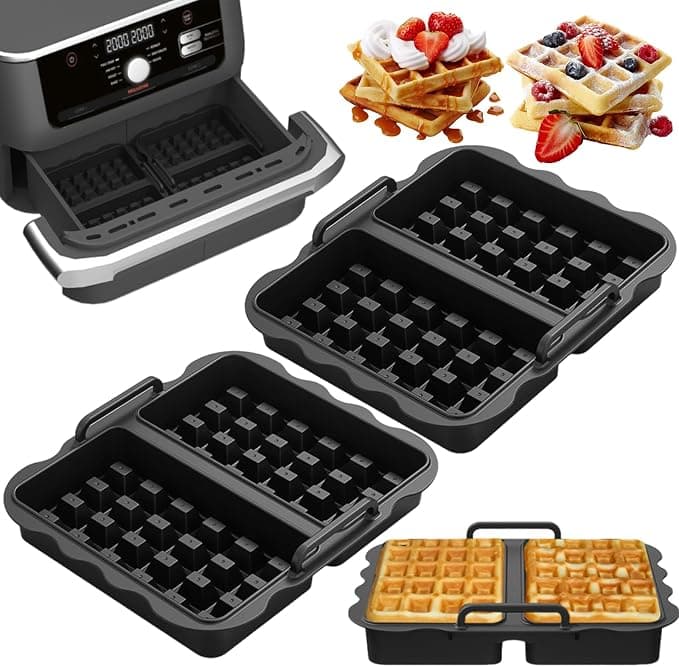 2 Pieces Air Fryer Ninja, Reusable Silicone Air Fryer Mould Accessories For Cosori Air Fryer 10L Twinfry & Ninja Af500EU, Belgian Waffles, Air Fryer Waffles Accessories - Image 1