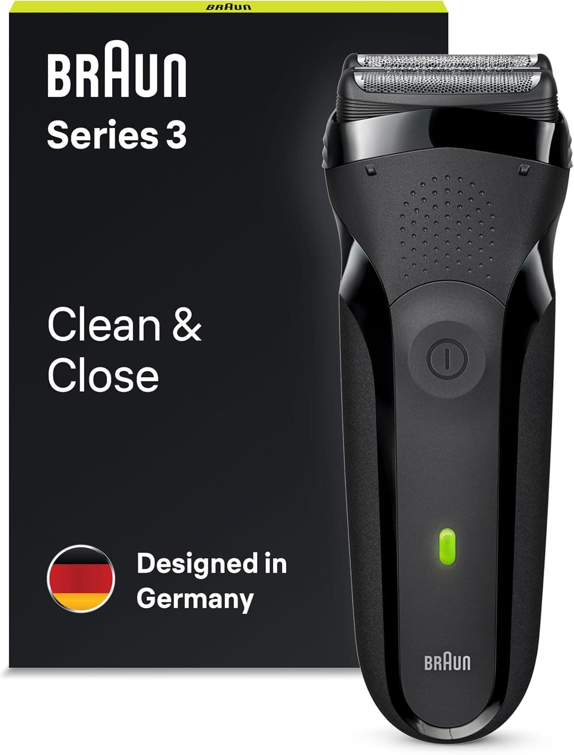 Braun Rasoir électrique série 3 pour hommes avec tondeuse à barbe de précision, prise britannique à 2 broches, 300, rasoir noir, évalué à un excellent rapport qualité-prix - Image 1