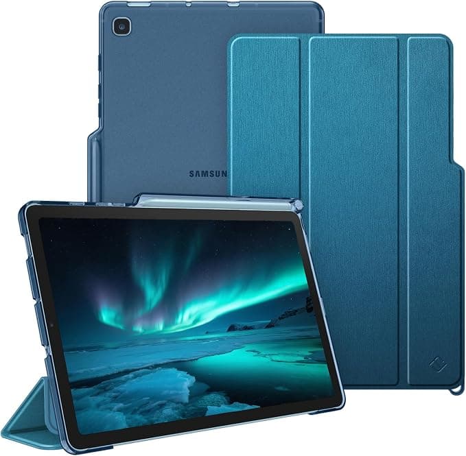 FINTIE Case for Samsung Galaxy Tab S6 Lite 10.4 Inch 2024/2022/2020 - [Pen Storage] Frosted Clear Back Case, Slim Lightweight Folding Cover, Dark Blue - Image 1