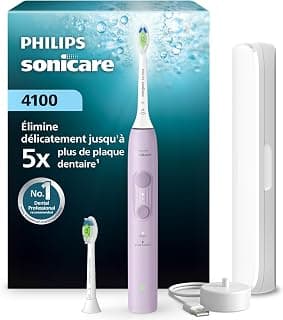 Philips Brosse à dents électrique sonique Philips Sonicare série 4000 – capteur de pression, 4 réglages, fonction EasyStart, SmarTimer, 21 jours d’autonomie, coloris lilas, modèle HX4042/47, [Nouveau]