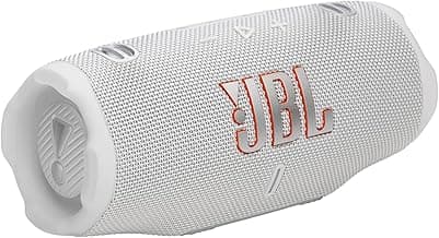 JBL Charge 6, Enceinte Bluetooth Portable sans Fil, 28 h d’autonomie, étanche IP68, résistante à la poussière et aux Chocs, Son JBL Pro avec IA Sound Boost, Connexion Multi-Enceintes Auracast, Blanc