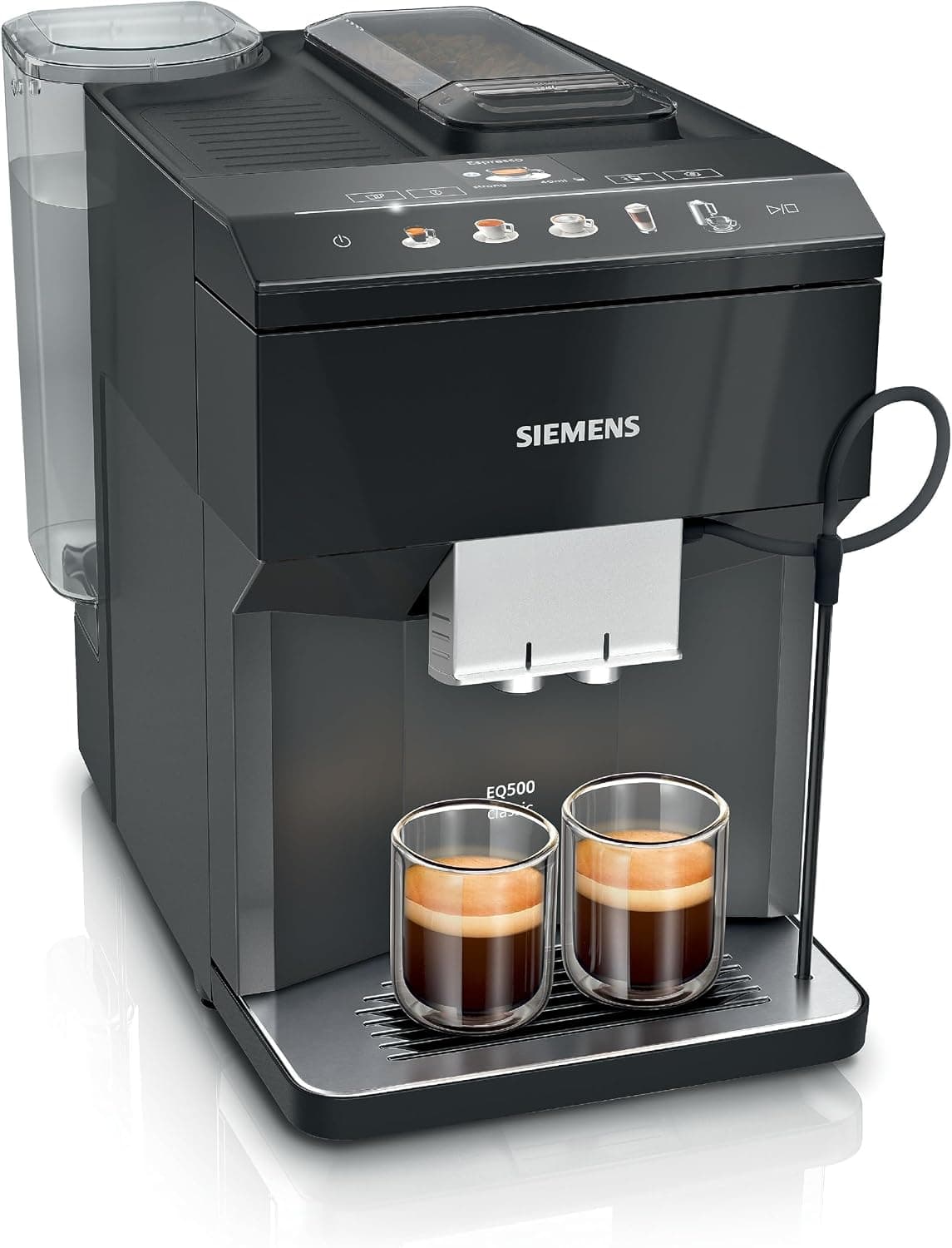 SIEMENS EQ500 Classic TP511E19 Automatic Coffee Machine, Application Control, Many Coffee Specialities, Milk Tank, Double Cup Function, Steam Cleaning, 1500 W, Black/Lacquer - Image 1