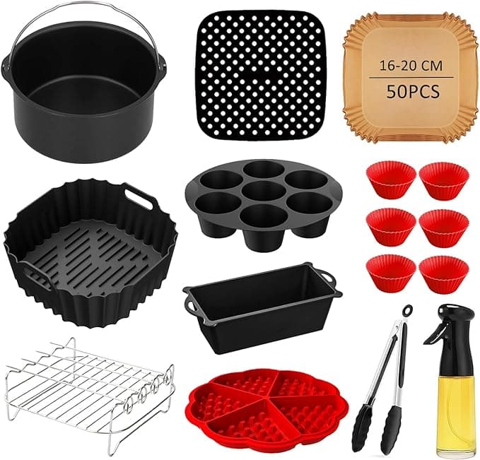 Hot Air Fryer Accessories Accessories for Russell Hobbs 4L 4.3L 5.5L Philips Airfryer 2000 Series NA220 NA229 4.2L HD9270 6.2L with Silicone Mold Baking Paper Baking Mould