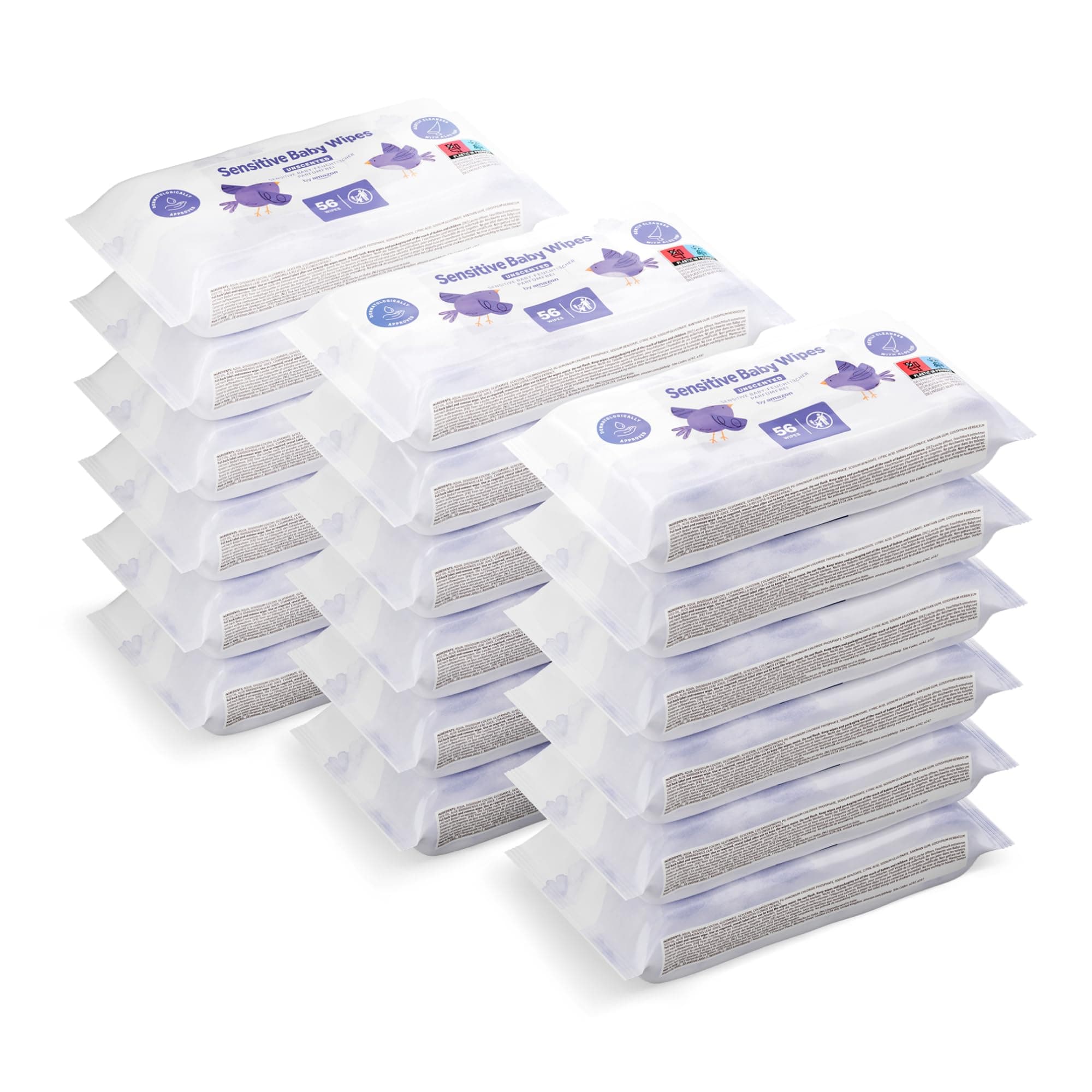 by Amazon Sensitive Baby Wipes, 1008 Wipes, Unscented, 18 Packs of 56 (Formerly Mama Bear Brand, Same Product)