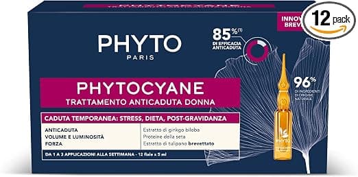 Phyto Phytocyane Anti-Hair Loss Treatment in Ampoules, Optimal for Temporary Female Hair Loss, 12 Ampoules of 5 ml