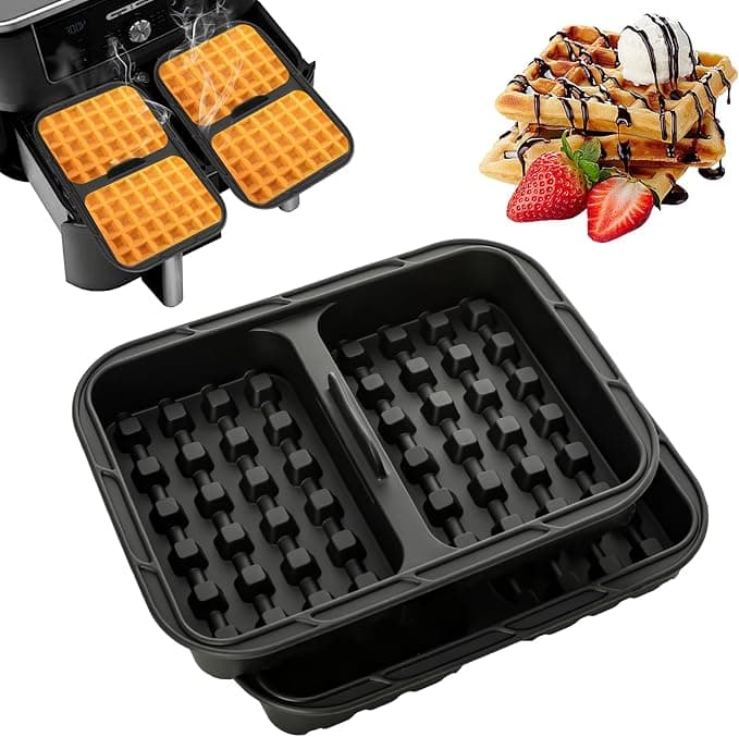 Cozary Air Fryer Accessories Mould for Ninja AF400EU, AF451EU & AF500EU - Silicone Waffle Mould for Waffles, Oven & Microwave Friendly, Dishwasher Safe, 2 Pieces - Image 1